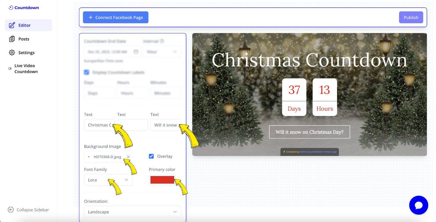 Selection of countdown graphics for cover photo
