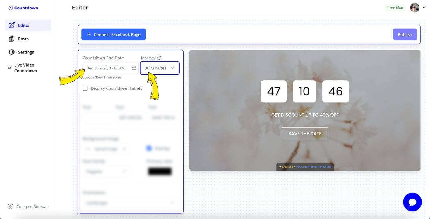 Setting up the countdown and editing style